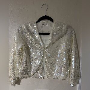 H&M beige girls sequin  top